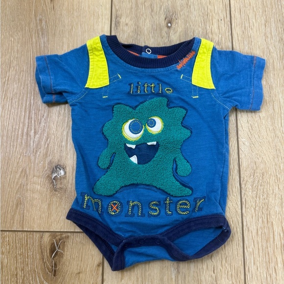 Starting Out Other - Starting Out Blue and Yellow Baby Onesie Little Monster 3 Months